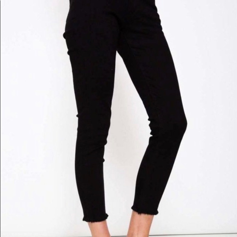 Kancan Mid Rise Super Skinny Distressed Black Jean